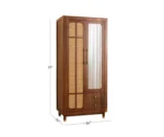 Saanvi Sheesham Wood Wardrobe with Elegant Cane Detailing (Teak Finish) - Image 7