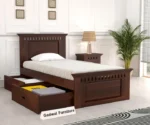 Solid Sheesham Wood Bed 6X4 Single Bed with Drawer Storage