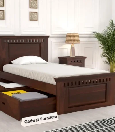 Solid Sheesham Wood Bed 6X4 Single Bed with Drawer Storage