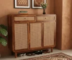 Dashlet Premium Solid Wood Shoe Cabinet With Cane Detailing