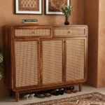 Dashlet Premium Solid Wood Shoe Cabinet With Cane Detailing