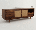 Eka Solid sheesham wood and Cane TV Unit - Image 5