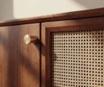 Griva Premium Solid Wood Shoe Cabinet With Cane Detailing - Image 3