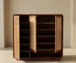 Griva Premium Solid Wood Shoe Cabinet With Cane Detailing - Image 4