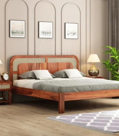 Hester Sheesham Wood Cane Bed With Non Storage