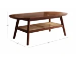Sheesham Wood Coffee Table with Brass Inlay and Cane Weaving - Image 3