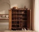 Vithiya Premium Solid Wood Shoe Rack With Cane Detailing - Image 2