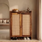 Vithiya Premium Solid Wood Shoe Rack With Cane Detailing